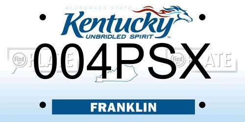 004PSX Kentucky License Plate