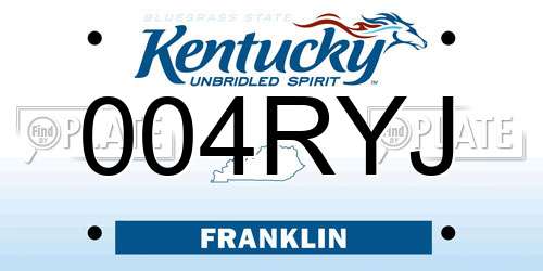 004RYJ Kentucky License Plate