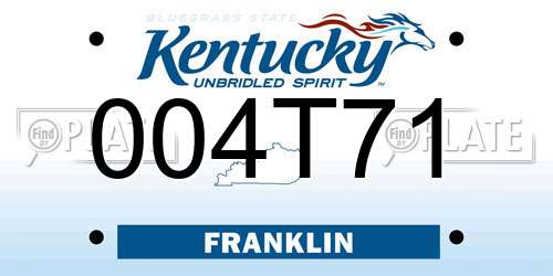 004T71 Kentucky License Plate