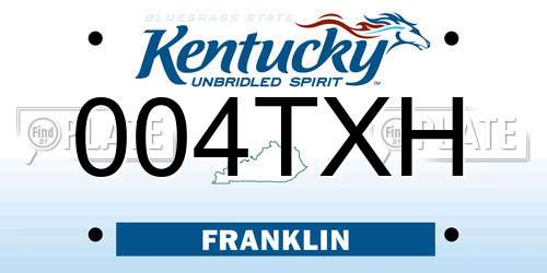004TXH Kentucky License Plate