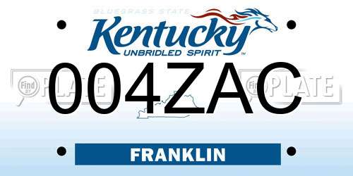 004ZAC Kentucky License Plate