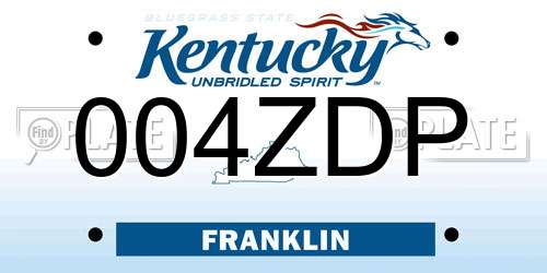 004ZDP Kentucky License Plate