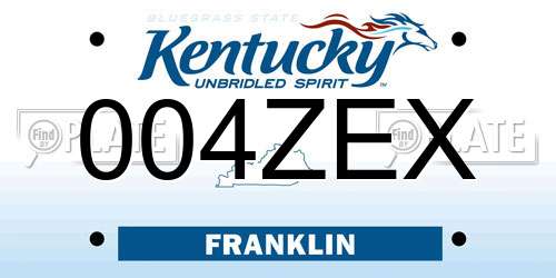 004ZEX Kentucky License Plate