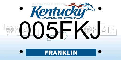 005FKJ Kentucky License Plate