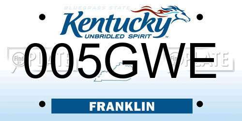 005GWE Kentucky License Plate