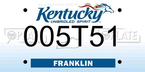 005T51 Kentucky License Plate
