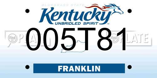 005T81 Kentucky License Plate