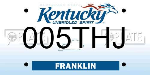 005THJ Kentucky License Plate