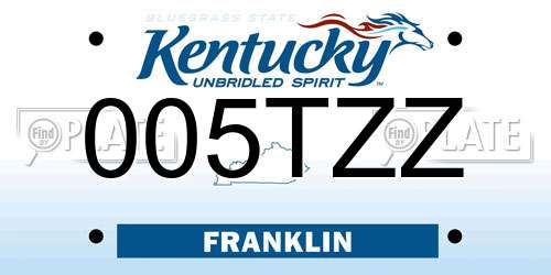 005TZZ Kentucky License Plate
