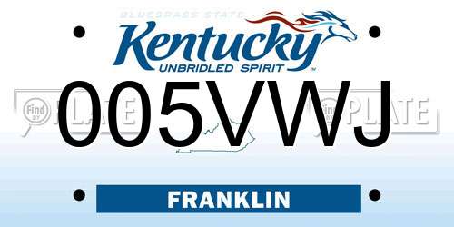 005VWJ Kentucky License Plate