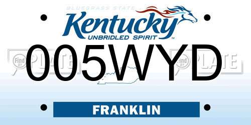 005WYD Kentucky License Plate