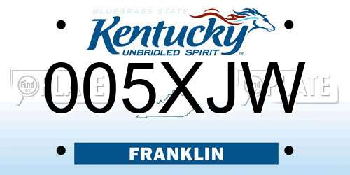005XJW Kentucky License Plate