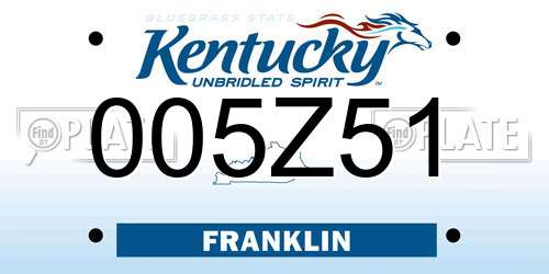 005Z51 Kentucky License Plate