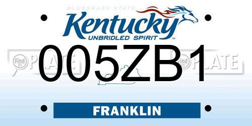 005ZB1 Kentucky License Plate