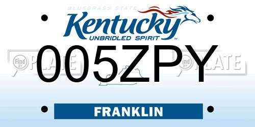 005ZPY Kentucky License Plate