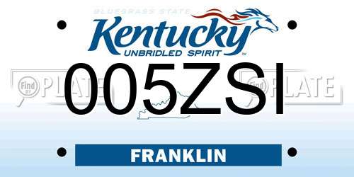 005ZSI Kentucky License Plate