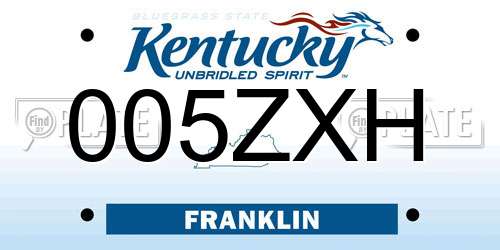 005ZXH Kentucky License Plate