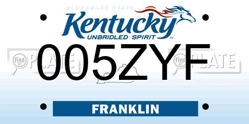 005ZYF Kentucky License Plate