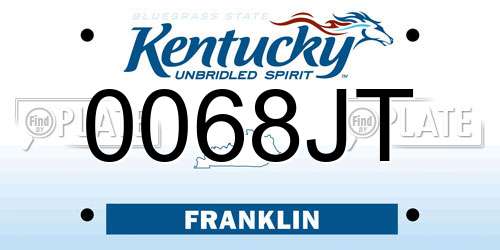 0068JT Kentucky License Plate