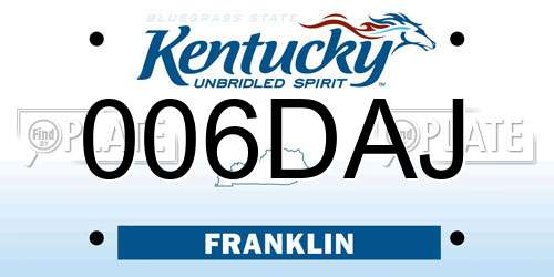006DAJ Kentucky License Plate