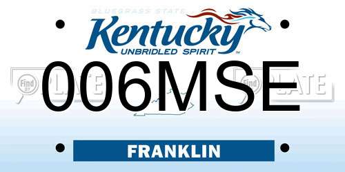 006MSE Kentucky License Plate