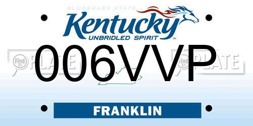006VVP Kentucky License Plate