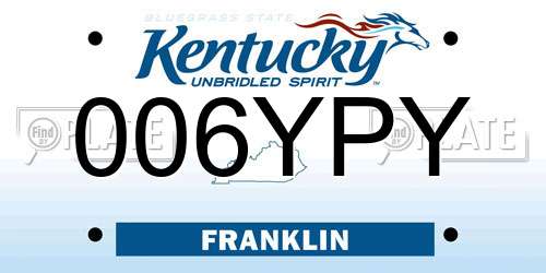 006YPY Kentucky License Plate