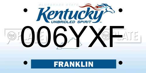 006YXF Kentucky License Plate