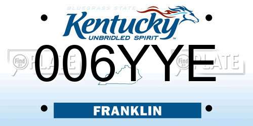 006YYE Kentucky License Plate