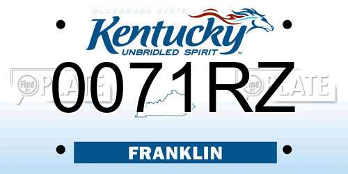 0071RZ Kentucky License Plate