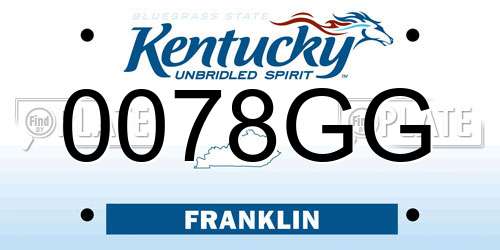 0078GG Kentucky License Plate