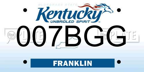 007BGG Kentucky License Plate