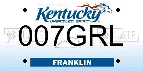 007GRL Kentucky License Plate