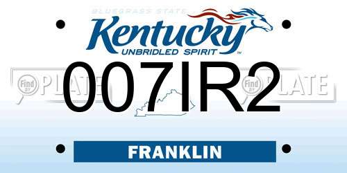 007IR2 Kentucky License Plate