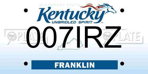 007IRZ Kentucky License Plate