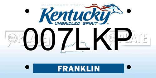 007LKP Kentucky License Plate