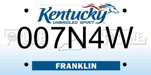 007N4W Kentucky License Plate