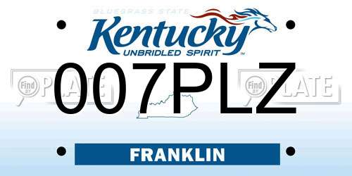 007PLZ Kentucky License Plate