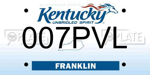 007PVL Kentucky License Plate