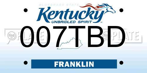007TBD Kentucky License Plate
