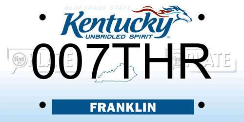 007THR Kentucky License Plate