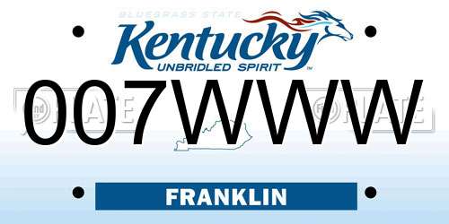 007WWW Kentucky License Plate