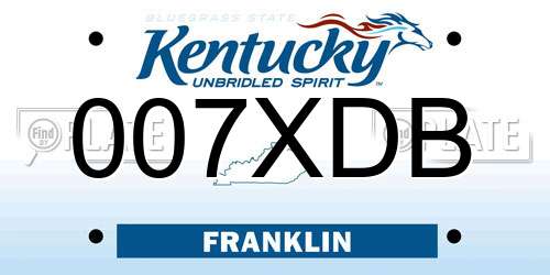 007XDB Kentucky License Plate