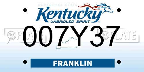 007Y37 Kentucky License Plate