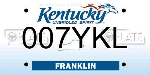 007YKL Kentucky License Plate