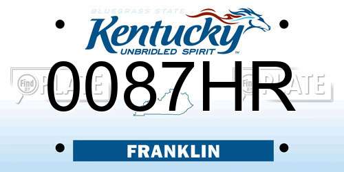 0087HR Kentucky License Plate
