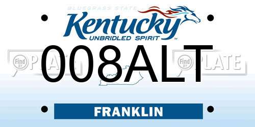 008ALT Kentucky License Plate