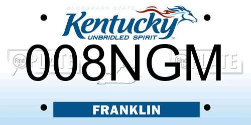 008NGM Kentucky License Plate
