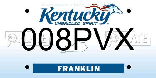 008PVX Kentucky License Plate