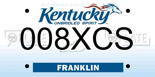 008XCS Kentucky License Plate
